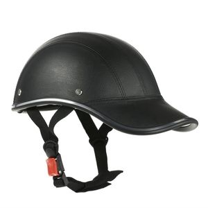 Leather riding Helmet half face baseball cap style with sun visor